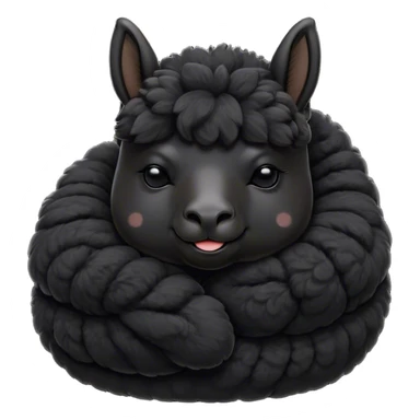 Meme-Worthy Cute Sleeping Black Alpaca Portrait Emoji, Head resting peacefully with a contented smile, showcasing a delightfully sturdy build and a luxuriously soft jet-black fleece, eyes shut in a serene nap, Simplified yet hilariously adorable features, highly detailed, glowing with a soft, drowsy light, high shine, relaxed and utterly lovable, stylized with an air of playful laziness, bright and heartwarming, soft glowing outline, capturing the essence of a comically sleepy alpaca, so meme-worthy it feels like it could instantly become the next viral sensation of adorable slumber! sticker