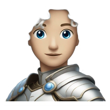 white androgynous guy white long curly hair armor blue eyes sticker
