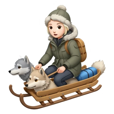 wolves pulling person on sled sticker