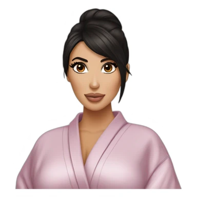 Kim kardashian with rounder face in a bathrobe sticker