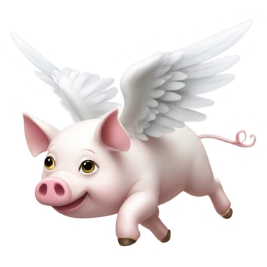 flying pig white wings sticker