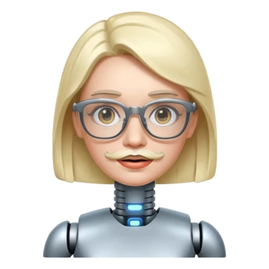 robotic woman with glasses mustache  sticker
