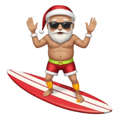 santa on a surfboard sticker