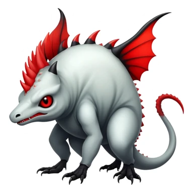 a translucent white with black belly and red eyes exotic edgy vernid-fionbri-creature full body sticker