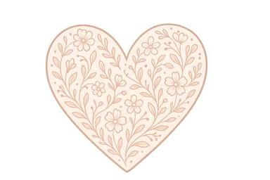 digital illustration of a heart with a delicate floral pattern, no background sticker