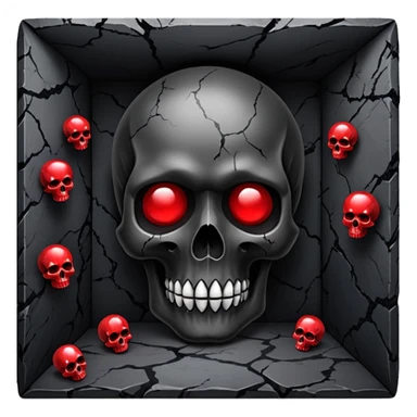 Basement room with black marble and red gemstones and white skulls and edgy gothic cool feel sticker