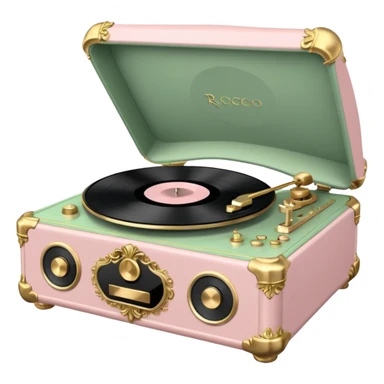 Vintage rococo pale pink and sage vinyl player sticker