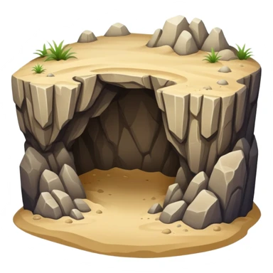 generate realistic detailed cave in 3d style with sand  sticker