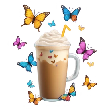 Iced latte with butterflies  sticker