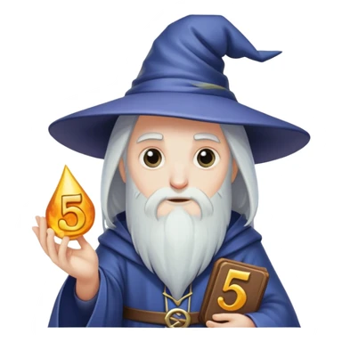 wizard holding number 5 sticker