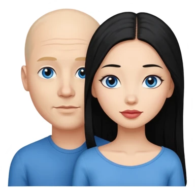 Bald white man blue eyes in love with Filipina woman with long hair sticker