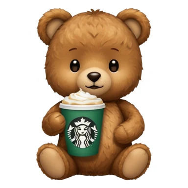 teddy bear with one cup of starbucks coffee sticker