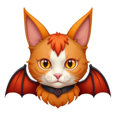 cat with red horns and bat wings sticker