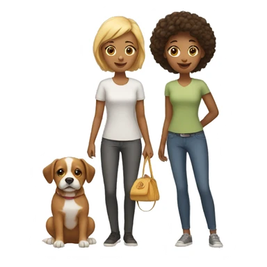 two women with a dog sticker