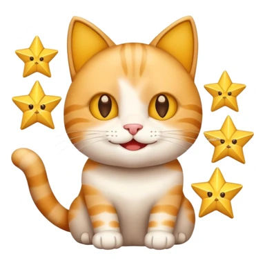 Happy Cat holding 5 stars  sticker