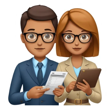 stylish looking husband and wife avatars reviewing their finances together  sticker