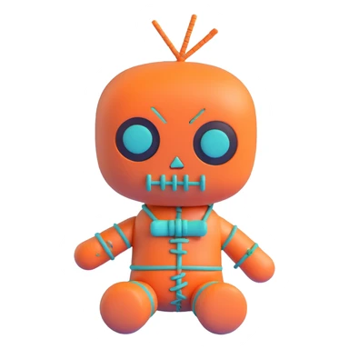 teal and orange voodoo doll sticker