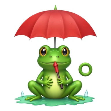Frog with umbrella  sticker