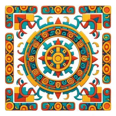 Mixtec pattern with geometric symbols and bright colors sticker