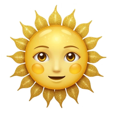 sun in 2d golden glitter in colour without face sticker
