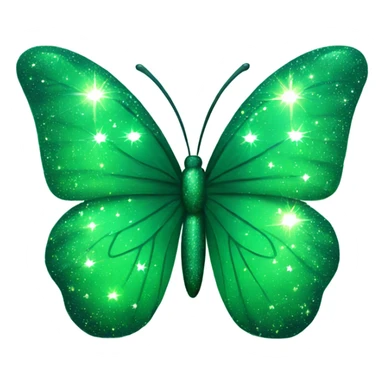 Green butterfly with sparkles  sticker