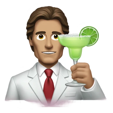 Patrick Bateman from american psycho holding a margarita glass sticker