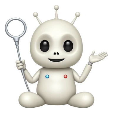 Snoo the Reddit mascot, classic look, white alien with antenna, simple and friendly sticker
