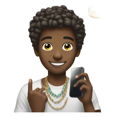 boy taking selfie with jewelry sticker