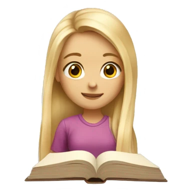 cute blonde girl with long hair studying  sticker