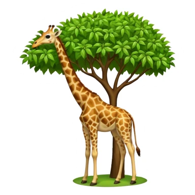 giraffe eating leaves from a tree sticker
