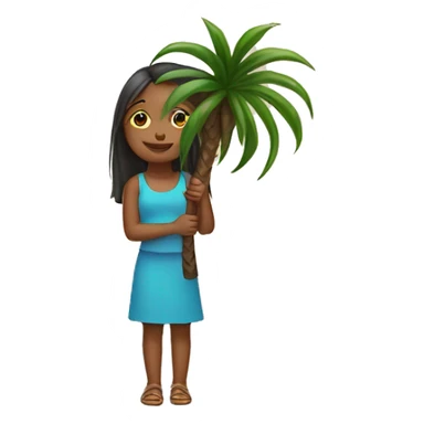 Girl carrying small palm tree sticker