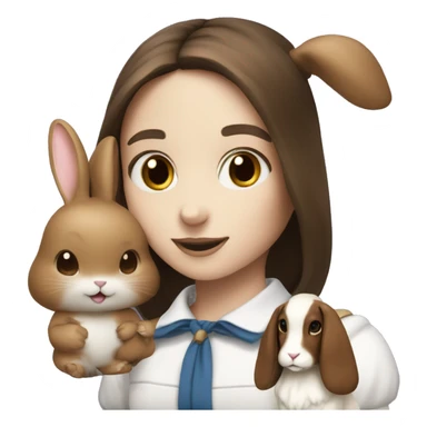 а white rabbit and a walnut with a brunnete girl sticker