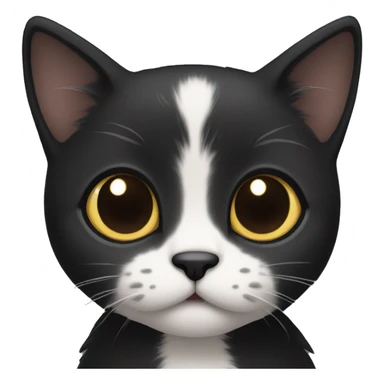a cute black kitten with an anxious face sticker