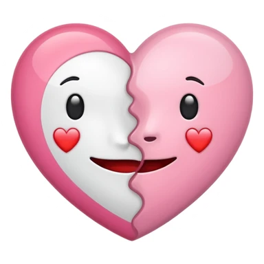 Coração metade rosa e metade branco emoji sticker