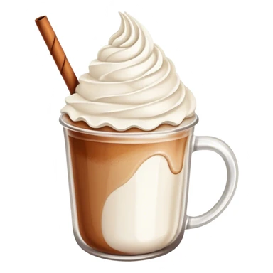 Mug with whipped cream on top with cinnamon, and a straw,  sticker