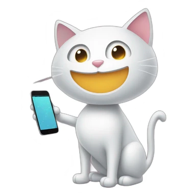 chatbot cat talking to a smartphone sticker