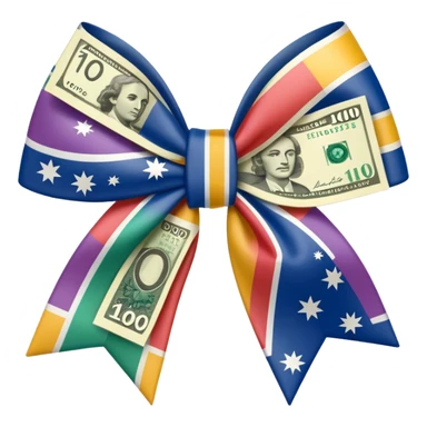 draw australian $100 notes in a bow sticker