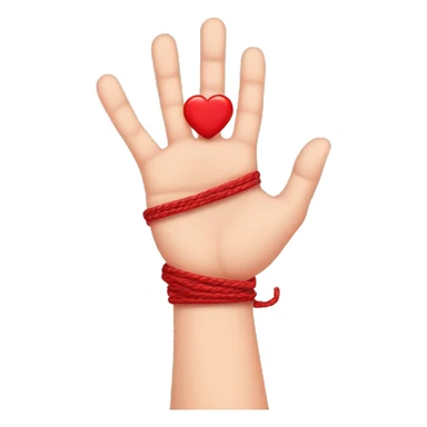 a hand with red string tied up to the pinky finger which shows a loving heart to the red thread of fate sticker