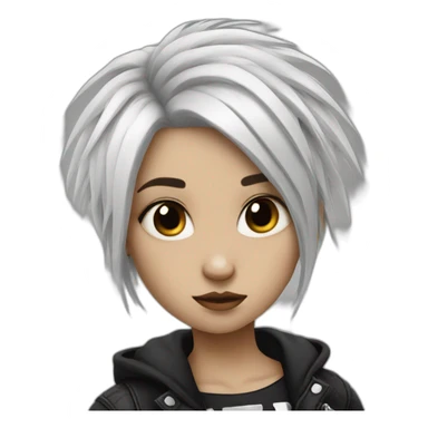 Half black and half white hair punk girl sticker