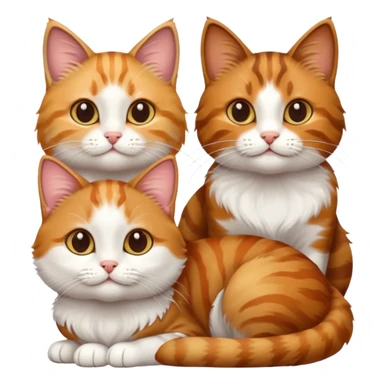 3 cats different colours including brown tabby and white, calico, and ginger and white sticker