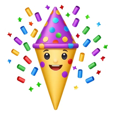 cute colorful party popper, bright confetti, cheerful expression sticker