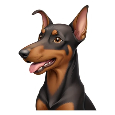 cinematic-cute-yawning-doberman-portrait-emoji,-head-tilted-slightly-with-a-dramatic,-wide-open-yawn,-revealing-a-sleek black and brown fur-with-a-subtle-shimmer,-floppy-ears-slightly-drooping,-round-brown-eyes-barely-open-in-drowsy sticker