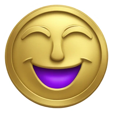 gold coin stamped with gold eggplant emoji. Make it gold coin colors only sticker
