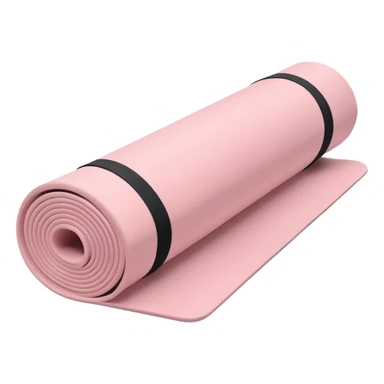 Soft light pink yoga mat rolled up, pastel background, minimal style sticker