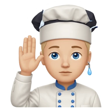 Chef saluting while crying blue eyes sticker