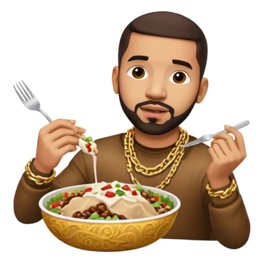 Drake wearing a chain eating a chipotle burrito bowl sticker