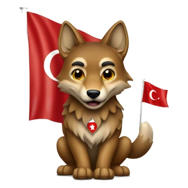 A red wolf waves the Turkish flag sticker