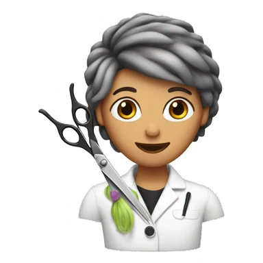 Hairstylist holding scissors sticker