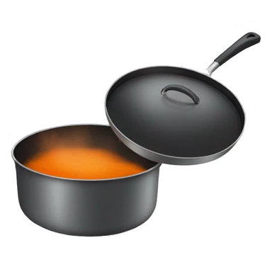cooking pan with moderate dark and moderate dark orange color with steam sticker