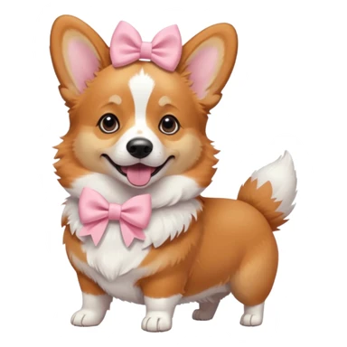 corgi with a pastel pink bow, playful pose sticker